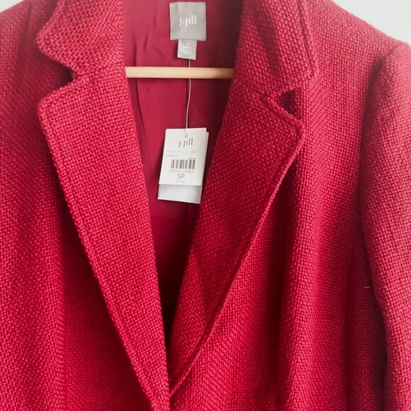 J.Jill Burgundy Textured Wool Blend Classic Blazer S Petite - Picture 3 of 5